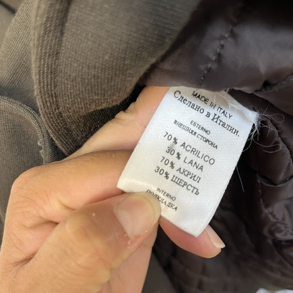 SISLEY WOMENS COAT SZ MEDIUM BROWN DOUBLE BREASTED LINED NOTCH LAPEL WOOL BLEND - Picture 8 of 12